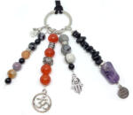  Balesettől, lopástól, félelemektől óvó, negatív energiáktól védő Autós Őrangyal - hópehely obszidián, tégla achát, indiai achát, fekete turmalin, karneol, picasso jáspis, ónix, ametiszt ásvány kiégesz