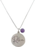  Születéskő február - ametiszt gravírozható ásvány nyaklánc ezüst színben