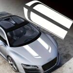  Set 2 stickere autoadezive Tuning, model "Hood Stripes V1", dimensiune 85 x 12 cm, culoare Alba (AVX-TUNING-14)