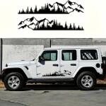  Set 2 stickere autoadezive pentru vehicule Off Road, model "Forest & Mountains", dimensiune 100 x 20 cm, culoare Neagra (AVX-OFFROAD-01)