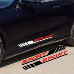  Set 2 stickere autoadezive Tuning in doua culori, model "Racing Stripes V3", dimensiune 58 cm, culoare Alb + Rosu (AVX-TUNING-22)