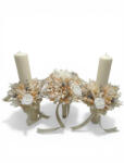 Eventissimi® Set nunta lumanari cununie tip fagure si buchet mireasa cu trandafiri criogenati , decor floral premium personalizat (SET-090)