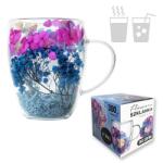  Cana 300 ml din sticla borosilicata, pereti dubli, model flori albastru-roz, in cutie cadou, JollyMag, SZK194 (ESELL-W-jolly_SZK194)