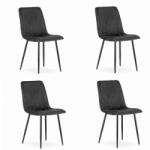 ARTOOL Set 4 scaune bucatarie/living, Artool, Lava, catifea neagra, picioare metal negru, 43x51x90 cm (3461_1SP)