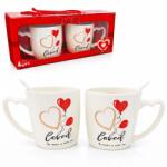  Set 2 cani 300 ml in cutie cadou, forma inimioara, mesaj LOVE, cu lingurite incluse, JollyMag, KB24 (ESELL-W-jolly_KB24)