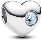 Pandora Gravírozható szív charm tengeri aqua kék kristállyal (794161C03)