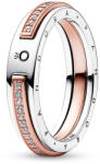 Pandora Signature Kéttónusú logó és pavé ezüst gyűrű - 182773C01-48 (182773C01-48)
