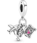 Pandora Moments Repülőgép, földgömb és bőrönd ezüst függő charm (799435C01)