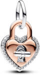 Pandora Moments Kéttónusú elfordítható szív lakat dupla függő charm (783079C01)