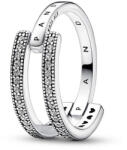 Pandora Signature logó és pavé dupla ezüst karikagyűrű - 192779C01-60 (192779C01-60)