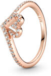 Pandora Csillogó kívánság és szív rozé arany gyűrű - 189302C01-58 (189302C01-58)