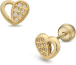 Lisa áttört köves szív sárga arany fülbevaló gömb zárral - JTAG-7015-18 (JTAG-7015-18)