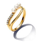 Pandora kezelt édesvízi tenyésztett gyöngy és organikus formájú dupla karikagyűrű - 163258C01-52 (163258C01-52)