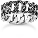 Thomas Sabo ezüst széles gyűrű láncszemekkel és fekete kövekkel - TR2501-643-11-62 (TR2501-643-11-62)