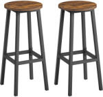 VASAGLE 2 db bárszék fémszerkezettel, lábtartóval, rusztikus barna és fekete színben (LBC132K01)