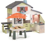Smoby Căsuța Prietenilor cu nisipar sub parasolar Friends House Life Smoby extensibilă cu filtru UV (SM810300-O) Casuta pentru copii