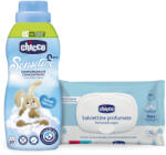 Chicco öblítő koncentrátum 750ml Sweet talcum púder kék + Ajándék 72 db-os Chicco nedves törlőkendővel