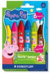 STAEDTLER Zsírkréta, hatszögletű, jumbo, STAEDTLER „Noris® junior 224, Peppa malac, 6 szín (TS224C6L1)