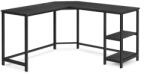 VASAGLE L-alakú sarokíróasztal 138 x 138 x 76 cm gaming asztal 2 tárolópolccal fekete famintás (LWD072B56V2)
