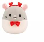 Jazwares Squishmallows 20 cm - Rusty șobolanul gri cu papion și bentiță în formă de inimă