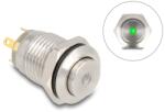 Delock Nyomógomb beszereléshez 12 mm 4 x forrasztási csatlakozó LED zöld pont (20982) (20982) (20982)