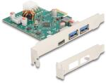 Delock PCI Express x1 kártya - 1 x külső USB Type-C anya PD 30 W és 2 x külső A-típusú USB 5 Gbps anya (90229) (90229) - xupe