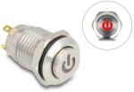 Delock Nyomógomb beszereléshez 12 mm 4 x forrasztási csatlakozó LED piros bekapcsolási szimbólum (20981) (20981) (20981)