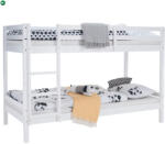  Emeletes ágy, 90x200, tömör fa, fehér, INEZA - fenyobutor24
