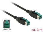 Delock Powered USB 12V -> Powered USB 12V M/M adatkábel 3m fekete (85494) (85494)