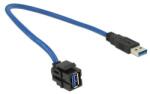 Delock LAN Delock 86375 Keystone modul USB3.0-A anya > USB3.0-A apa 250°-s kábel - 0, 5m (86375) (86375)