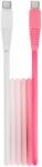  Setty - Type-C (USB-C) / Type-C (USB-C) fehér-pink szövet kábel 1, 5 m, 15W