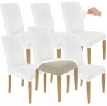 Ubieramy-meble 6 Db Székhuzat Fehér Velúr Rugalmas Univerzális Huzat (21WO-6SZT_P2)