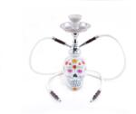 Atomic La Catrina Shisha 2 csöves vízipipa 45 cm - fehér, koponya mintás (AT-0230095)