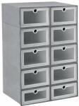 AT 10 db-os cipőrendező doboz szett, 32x21x12cm, szürke, műanyag (DA603)