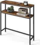 VASAGLE Előszobai konzolasztal, 2 szintes, rusztikus barna és fekete színben