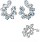  ercei Acvamarin Cu Zircon Oval Fatetat 27x23x13 mm Argint 925 Pentru Evenimente - 1 Pereche