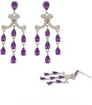  Cercei Ametist Cu Zircon Picatura Fatetat 48x15x13 mm Argint 925 Pentru Stil Elegant - 1 Pereche