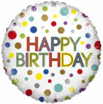 Conver ECO fólia lufi, 18"/45cm, gömb, pöttyös, Happy Birthday