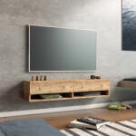 [en. casa] Comoda TV Laitila 140 cm, stejar rustic, cu 2 usi si rafturi (80983393)