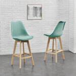 [en. casa] Set 6 scaune de bar Lublin cu spatar, menta, din lemn de fag (74694662)
