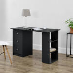 [en. casa] Birou Lemberg 120x50x72 cm negru cu 3 sertare si 3 rafturi (67977819)