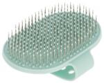 KERBL Terrier Curry Comb - Гъвкава, овална, гумена четка с предпазни бодличкия Тюркоаз 13 х 8 см, Kerbl Германия - 80076