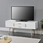 [en. casa] Comoda TV Alavus 140x40x56 cm alba, cu 2 usi si 2 sertare (72230929)