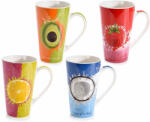 Decorer Set 4 cani portelan multicolor Fructe 9x15 cm, 500 ml (A72.08.26A)