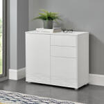 [en. casa] Comoda sideboard Paarl alb lucios cu 2 usi si 2 sertare, 79 cm (71488087) Comoda