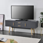 [en. casa] Comoda TV Alavus 140x40x56 cm, gri închis, cu 2 usi si 2 sertare (72230928)