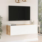 [en. casa] Comoda TV Lapinlahti 100 cm, stejar rustic si alb, cu usa (80983398)