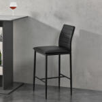 [en. casa] Set 2 scaune de bar Lidköping negre cu spatar si tapiterie din piele ecologica (69369742)