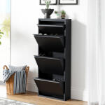 [en. casa] Pantofar metalic Sokndal cu 4 clapete, negru, pentru hol ingust (81823609) Pantofar
