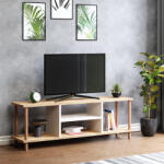 [en. casa] Masa TV Ærøskøbing cu 2 rafturi, 120 x 29 cm, alb si stejar (81278734)